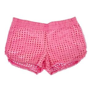 Lilly Pulitzer Target Pink Eyelet Shorts Womens Medium Pom Pom Trim